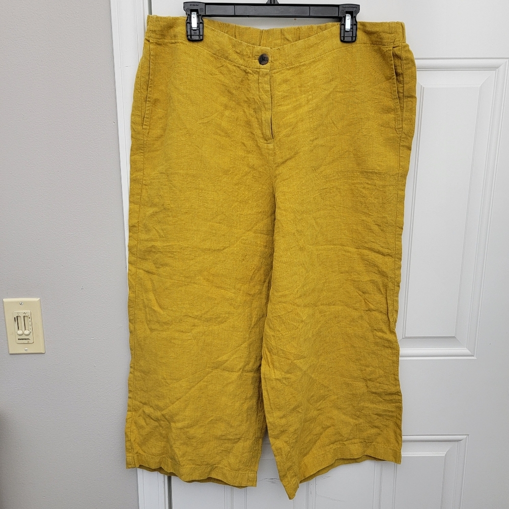 J. Jill Mustard Yellow Linen Capris